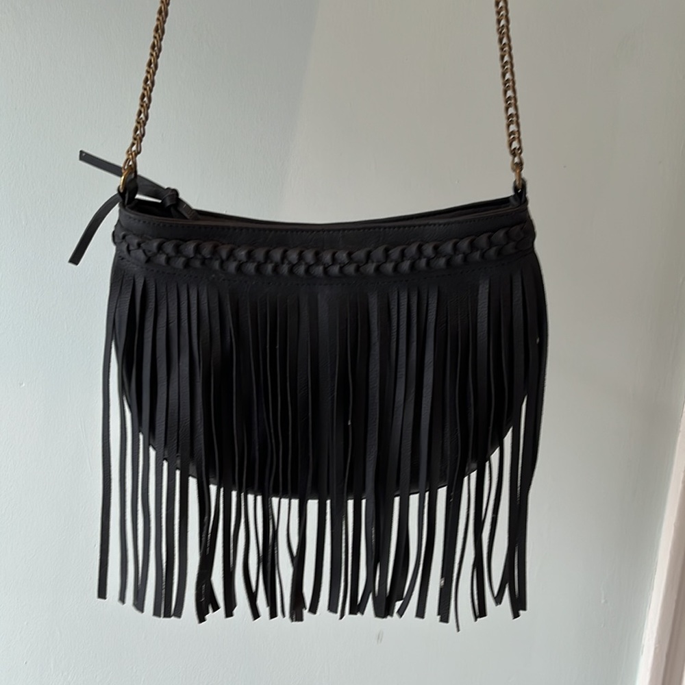 Boho Style Fringed Purse With Adjustable Shoulder Strap